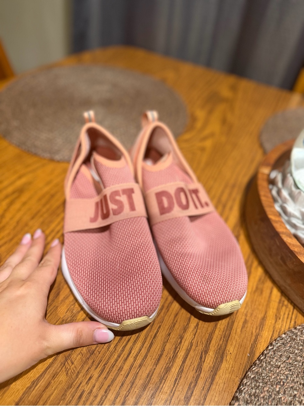 Nike Slip-On Sneakers in Dusty Rose and White